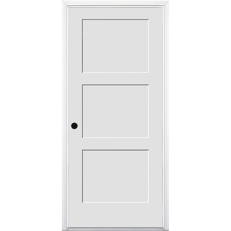 Trimlite Primed 3Panel Equal Panel Interior Shaker 20 Min Fire Rated 69/16" RH Prehung Brushed Chrome 3080134PRI843320MRH26DM6916